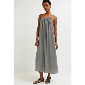 Monoprix Femme Black & White Dot Satin Midi Dress Large